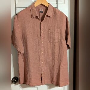 NWT Faherty Cedar Rose Short Sleeve Palma Linen Button Up Shirt Men's Size 2XL